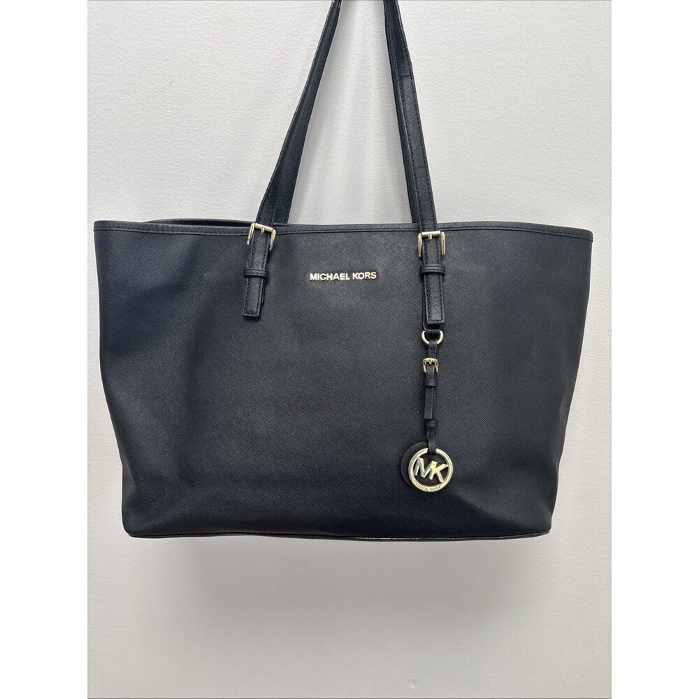 Michael Kors Signature Jet Set East West Buckle Tote SoHo Vegan Large Logo Y2K